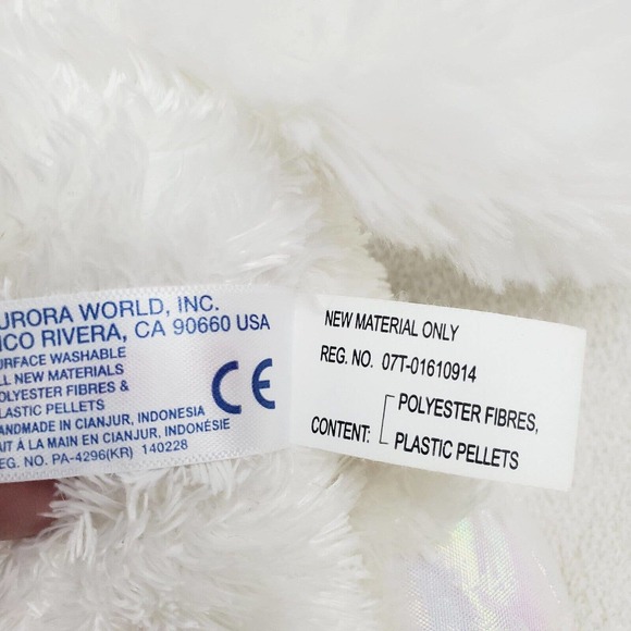 Aurora Unicorn Plush Girl's 9" White/Gold Stuffed Animal Toy Collectible - Picture 5 of 7